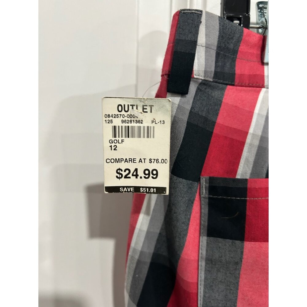 Callaway Golf Plaid Shorts Size 12 Red Black White Preppy Gorpcore NWT - Picture 5 of 10